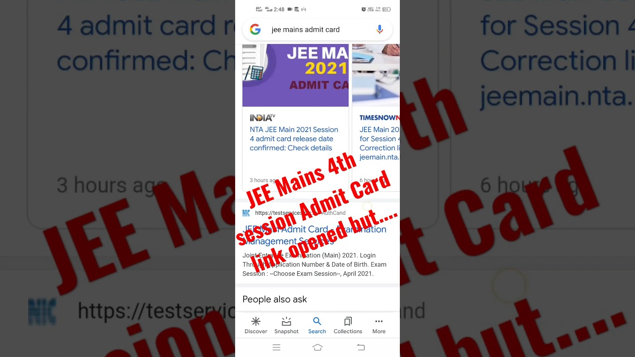 JEE Mains 2021 : JEE Mains Admit Card for 4th session link Activated ... 