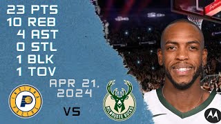 Khris Middleton Player Full Highlights VS PACERS NBA Play Off Game 21-04-2024
