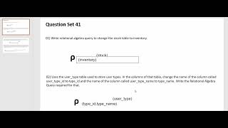Data Base Task 41 | Create a Relational Algebra Query | 1st Year