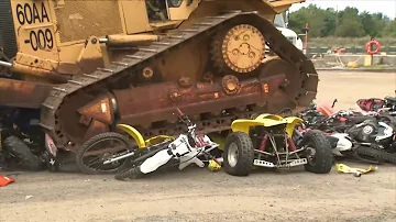 Bulldozers Crush Dozens of Illegal Dirt Bikes and ATVs