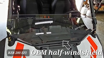 Polaris RZR 200 EFI OEM half-windshield install!