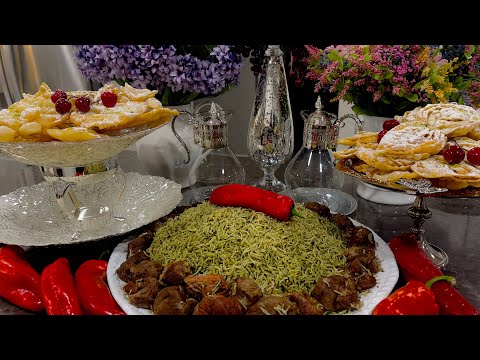 Zamarud Palau w/ Lamb & Goshe-e-Fil زمرد پلو با گوشت گوسفند، گوش فیل
