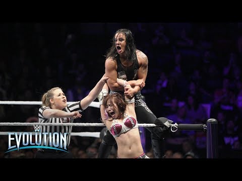 Kairi Sane launches Shayna Baszler onto NXT Superstars seated in the front row: WWE Evolution 2018