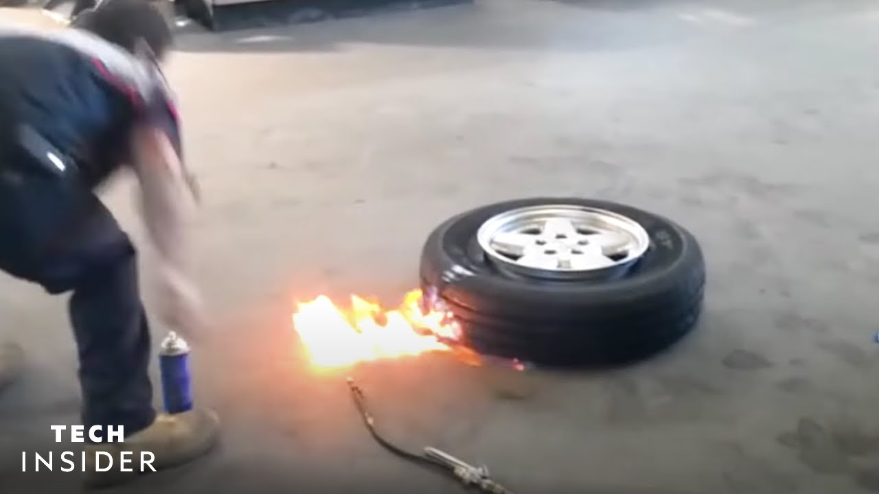 Science Behind Using Fire To Mount Car Tires - YouTube