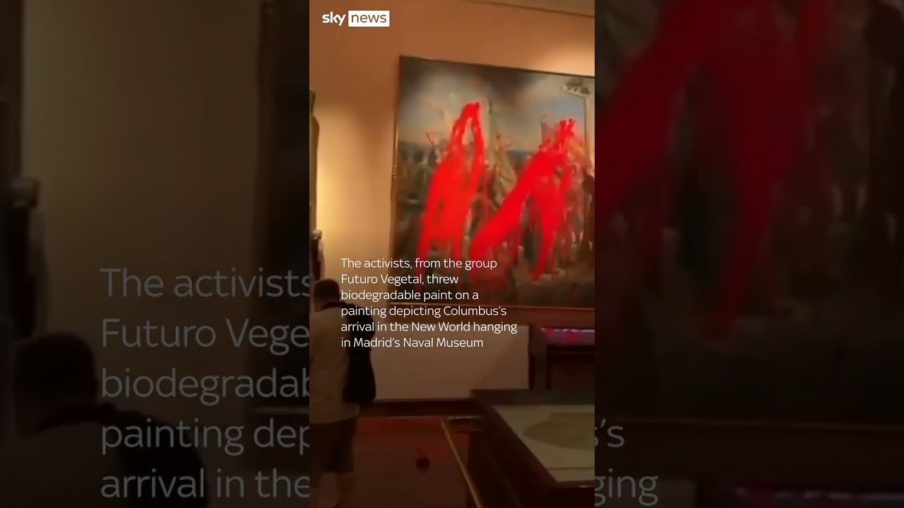 Spanish activists vandalise Columbus painting