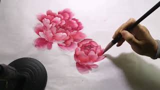 牡丹花最是漂亮的花朵，国画技法把她的美体现得淋漓尽致