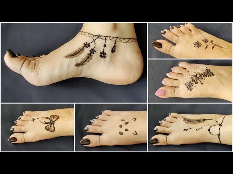 6 beautiful tattoo mehndi designs for feet  Simple easy mehndi designs  for leg   YouTube