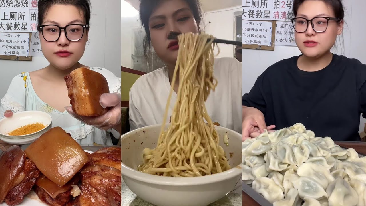 Yummy /Eating Challenges 🤤 Pork belly Spicy noodles 🍜😋 fired chicken 🍗#eatingshow #delicious #eat 