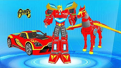 Flying Muscle Car Robot Transform Horse Robot Games 2021 - Android Gameplay
