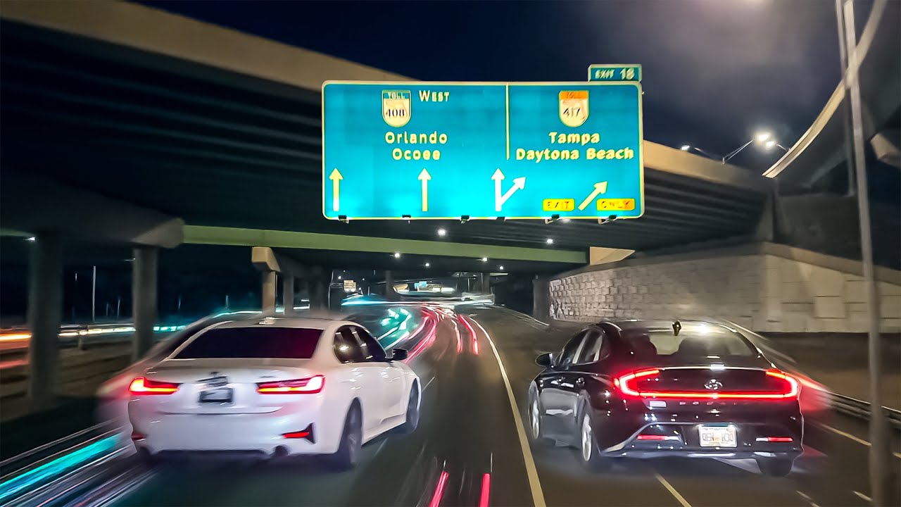 ORLANDO FLORIDA TO TAMPA 4K RELAXING NIGHT DRIVING TOUR