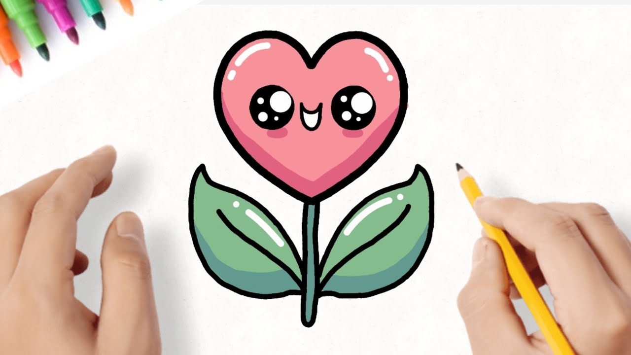 How To Draw A Cute Heart Plant 