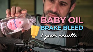 I filled my mountain bike brakes with baby oil for a year and here are the results!