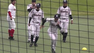 20141114 秋季キャンプ練習試合前スワローズウォーミングアップ