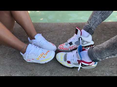 Kate and Lvnsnkrs trashing session 2 - Nike Airmax 90 and Jordan 4 - Part 1/2