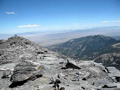 Panorama from the summit of Wheeler Peak in Great Basin National Park. Wheeler peak is the second highest mountain in Nevada at 13065 feet ASL. It is a brilliant climb, and a beautiful mountain. Wheeler peak is notable in that it has the 12th highest prominence of any mountain in the lower 48 states.