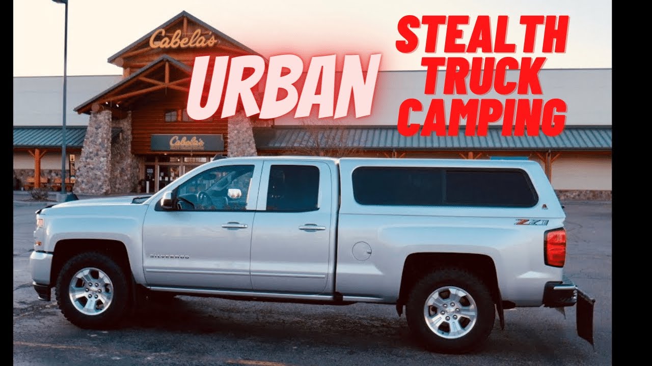 Cold weather (stealth) truck camping in a CABELA'S parking lot! YouTube