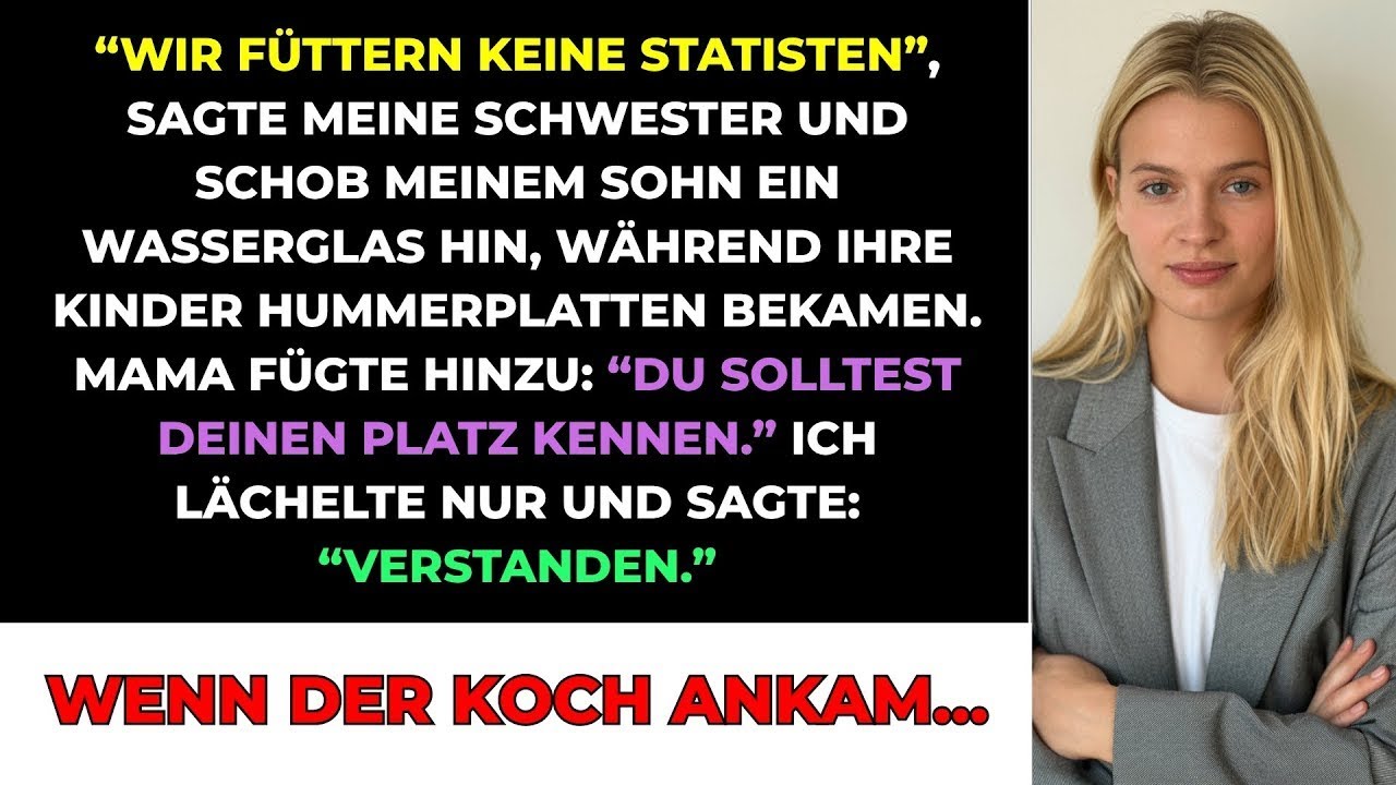 „Wir füttern keine Statisten.“ Das sagte meine Schwester über meinen Sohn, während ihre Töchter auf Hummer warteten. Meine Mutter nickte nur und fügte hinzu: „Du solltest deinen Platz kennen.“ Ich...