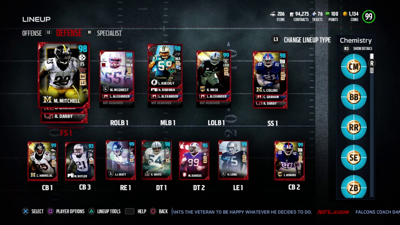 Madden 17: 99 OVERALL TEAM!!!!!!!!!