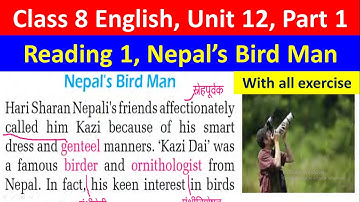 Class 8 English unit 12 Reading 1 with all exercise//Nepal