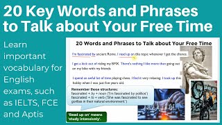 20 Words and Phrases to Talk about Your Free Time | Vocabulary for English Exams