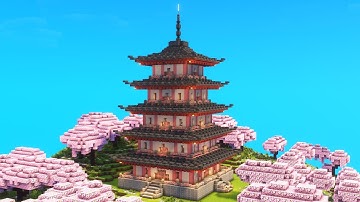 Minecraft: How To Build A Japanese Cherry Blossom Pagoda (Tutorial)