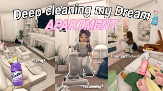 DEEP CLEANING my DREAM Apartment! 🧼 moving ep.7 | Bloxburg Roleplay | w/voices | lovelyjules