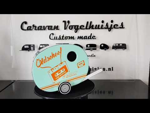 Caravan Vogelhuisje Bolletje Hardhout Retro