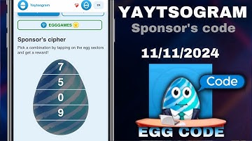 Yaytsogram - Egg Cipher Code 11/11/2024 | Break the egg to win $TONs