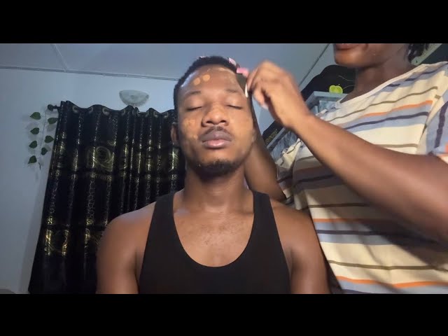 ASMR Gum Chewing and Makeup (turning my brother into me)