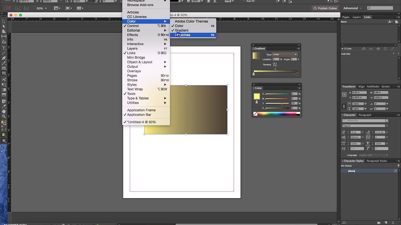 Update indesign changing color in gradient