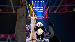 Panda-Woman Hybrid on AGT Stage  #HybridCreatures #FantasyArt #AGT #CreativePerformance #UniqueArt