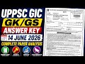🔥 UPPSC GIC GK GS Answer Key 14 June 2026 | Complete Paper Analysis || 1-40 Questions 💯