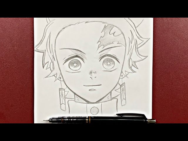 HOW TO DRAW TANJIRO KAMADO ( Demon Slayer ) Anime DRAWING step by step 