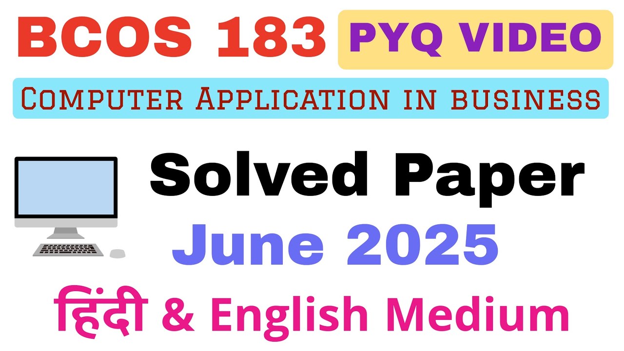 🙂 IGNOU BCOS 183 Pyq June 2025 Previous year solved question paper Questions and answers 