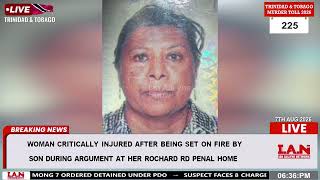 Mother, 66, critically injured after son allegedly sets her ablaze