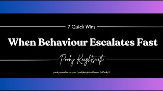 When Behaviour Escalates Fast: 7 Strategies for the First 60 Seconds