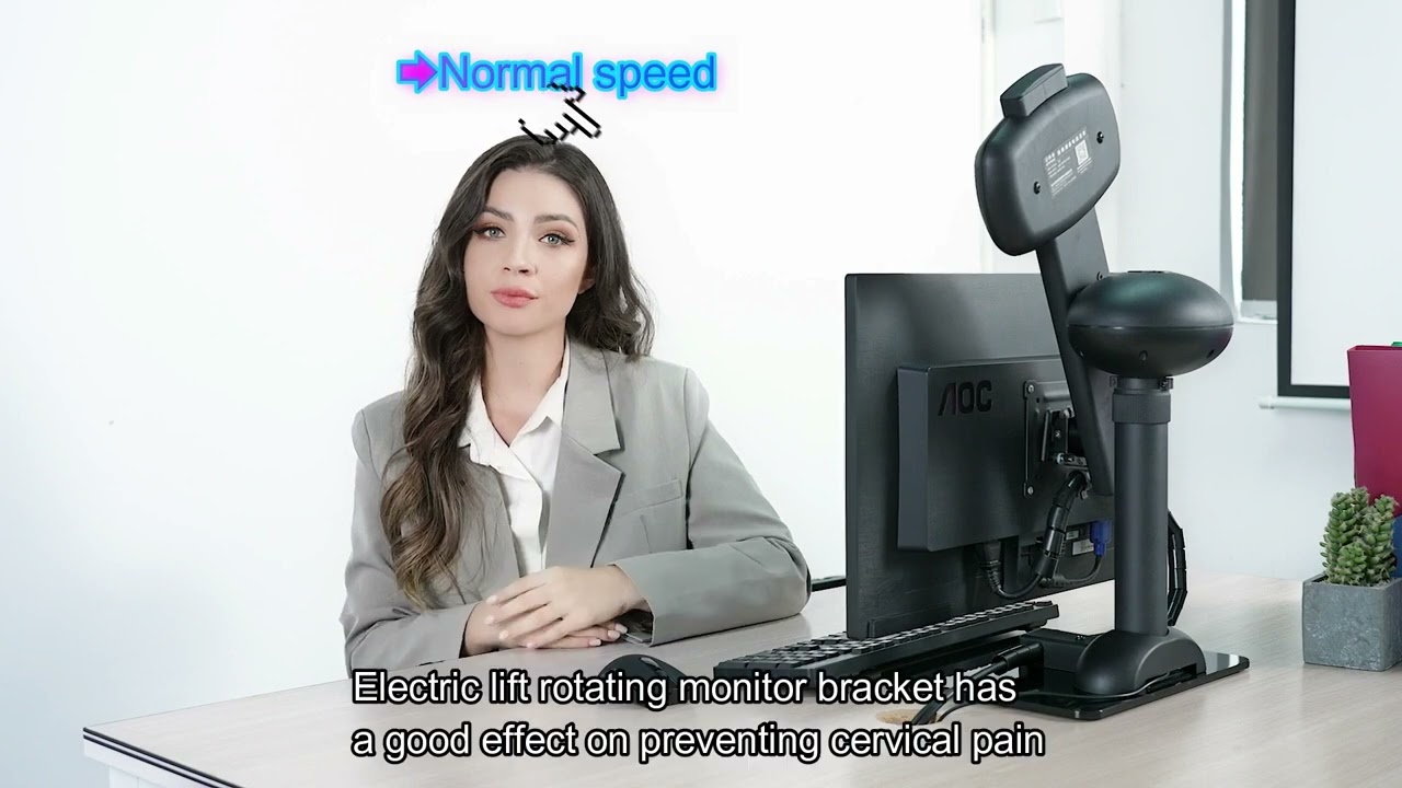 Automatic Lifting And Rotation Of Electric Monitor Stand black