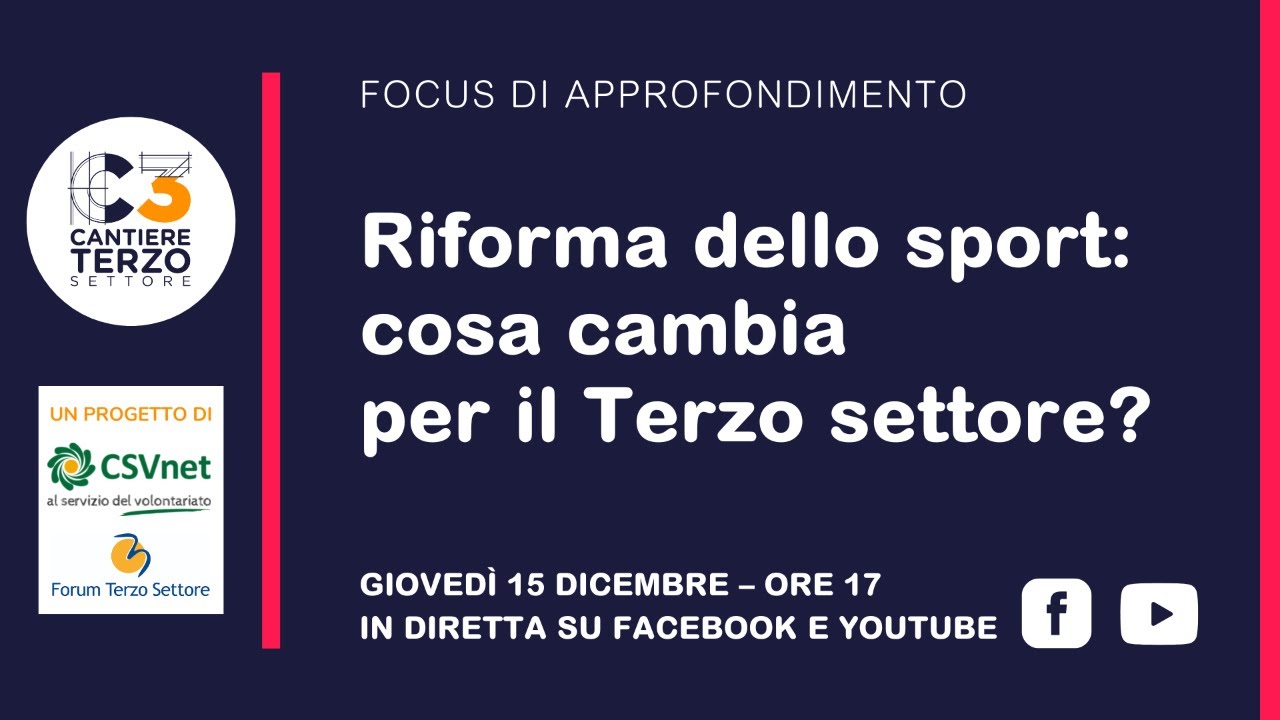 Riforma dello sport cosa cambia per il Terzo settore? YouTube