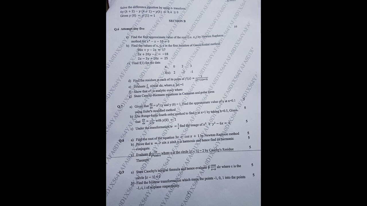 latest question paper engineering mathematics -IV (bamu university)