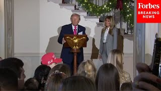 Famous President Trump And First Lady Melania Trump Deliver Remarks At White House Christmas Reception Profile