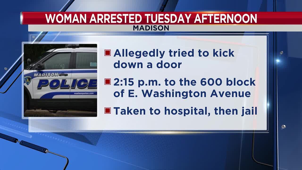 Madison police arrest woman accused of trying to kick door in - YouTube