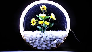 Night Lamp with Epoxy Resin Flowers and Stones - Resin Art