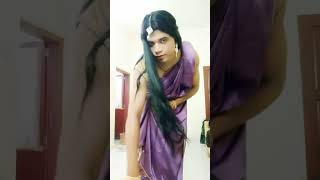 Boy Wearing Saree Doing Housework