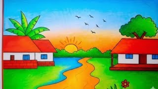 How to Draw Peaceful Village Scenery Using Soft Pastels ✨”#villagescenery#softpasteldrawing#pastelar screenshot 3