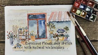 Skillshare Class: Expressive and loose Flower shop illustration with Natural Watercolors