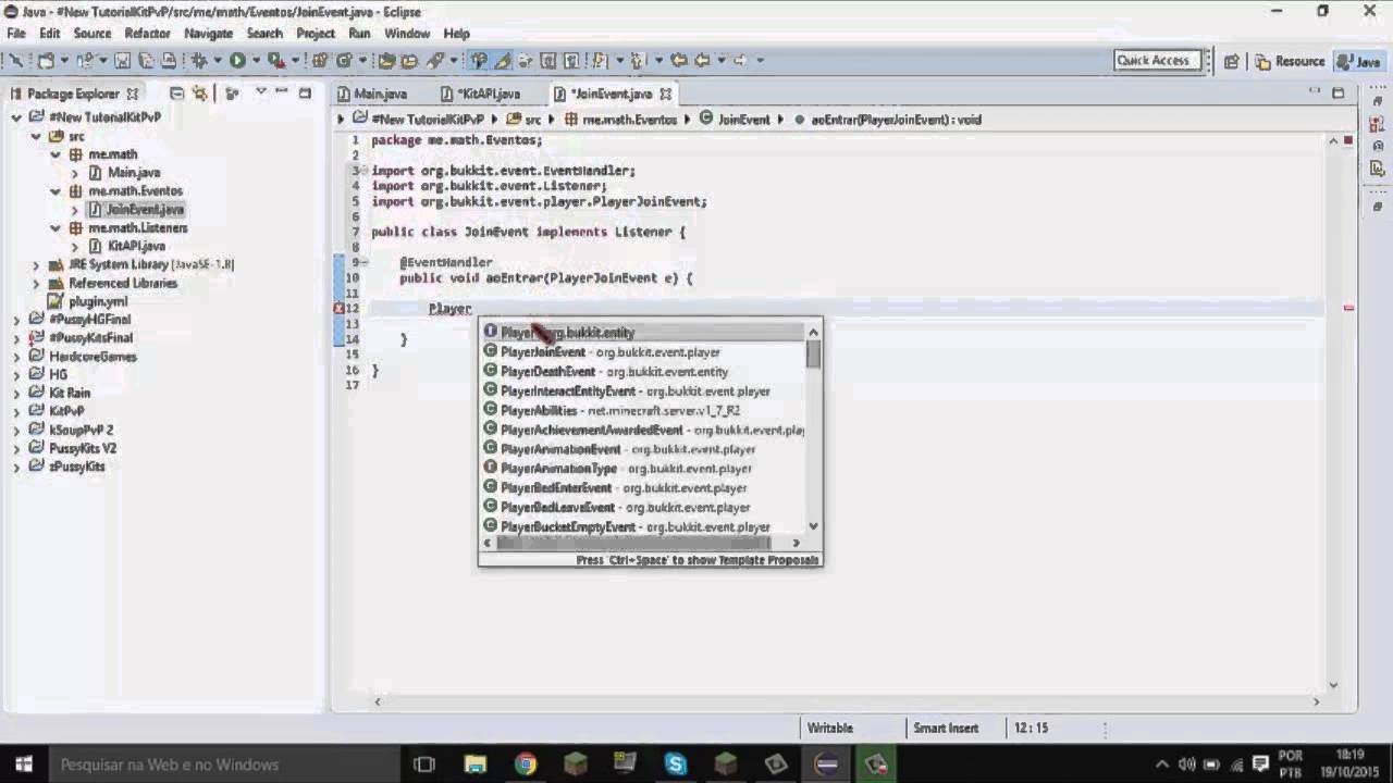 Como Criar Um Plugin De KitPvP #1 - Base + PlayerJoinEvent + KitAPI ...