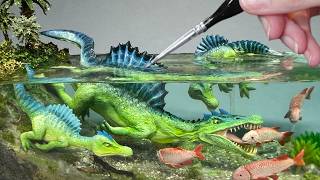 SPINOSAURUS Teaches Babies to Hunt Fish! / Resin Diorama
