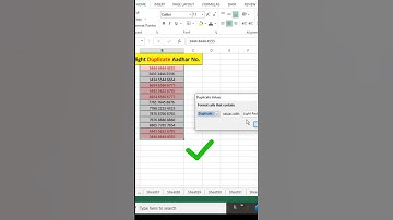 Highlight Duplicate Aadhar card No. #shorts #excel #exceltips #exceltutorial #msexcel #youtubeshorts