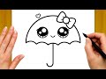 كيف ترسم مظلة كيوت وسهلة خطوة بخطوة رسم سهل تعليم الرسم للمبتدئين HOW TO DRAW A CUTE UMBRELLA 