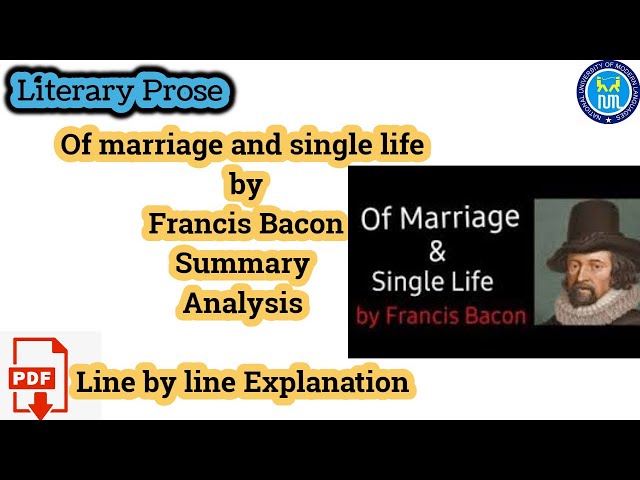 Of Marriage and Single Life by Francis Bacon